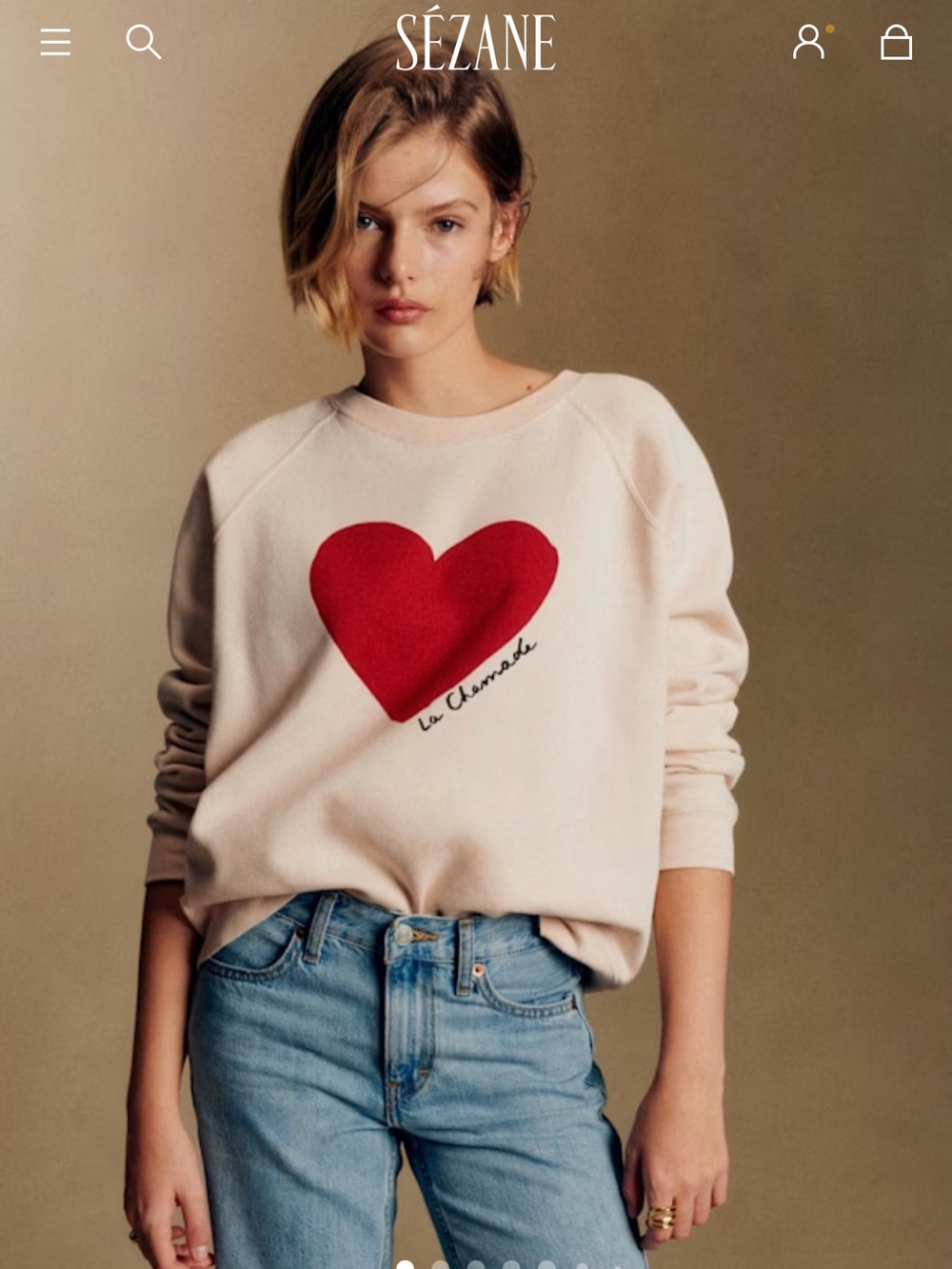 LA CHAMADE SWEATSHIRT  Cream / Red Sz XS NWT❤️